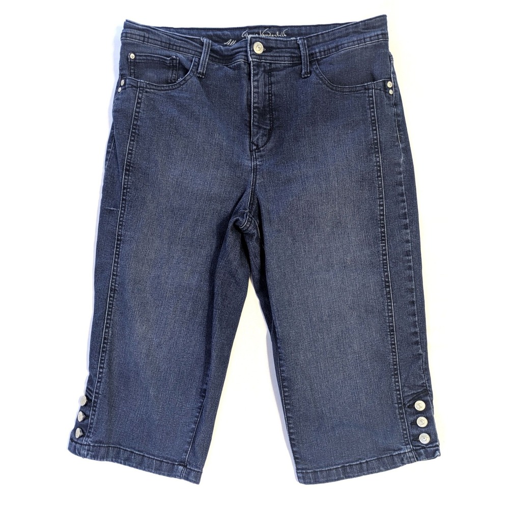 Gloria Vanderbilt Skimmer Denim Shorts Womens 10 Dark Wash Slimming Capri Jeans